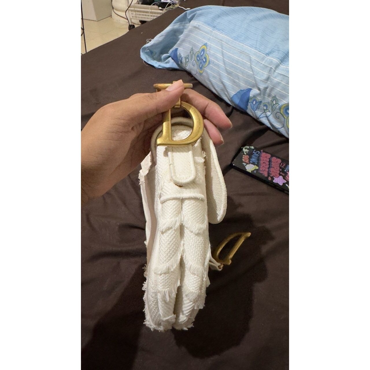 Christian Dior Canvas Embroidered Camouflage White Saddle Bag