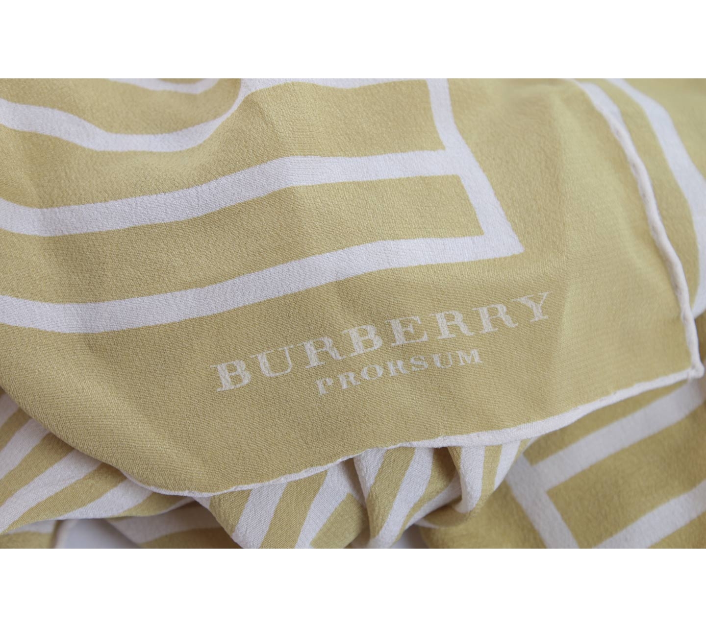 Burberry Yellow And White Striped Scarf