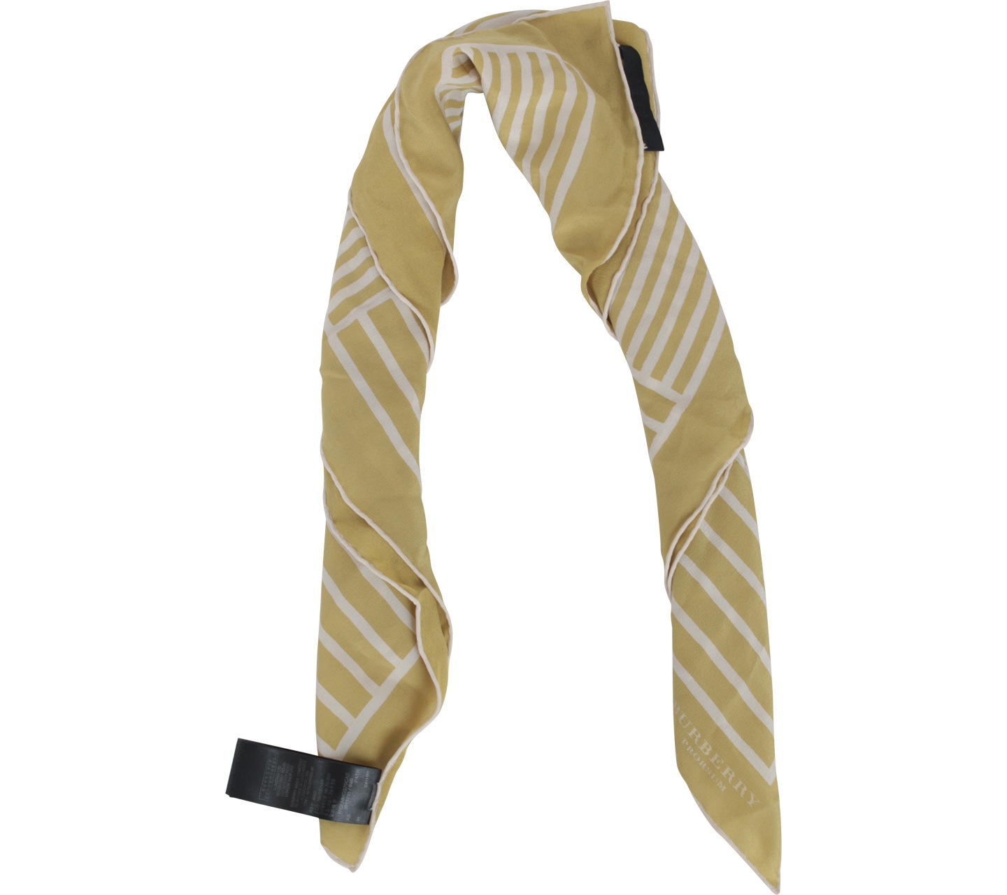Burberry Yellow And White Striped Scarf