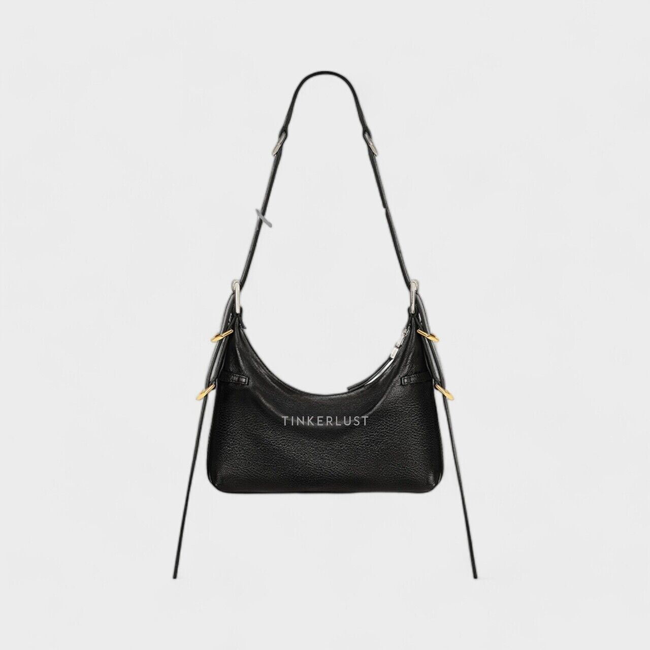 Givency Mini Voyou in Black Tumbled Calfskin Leather Crossbody Bag