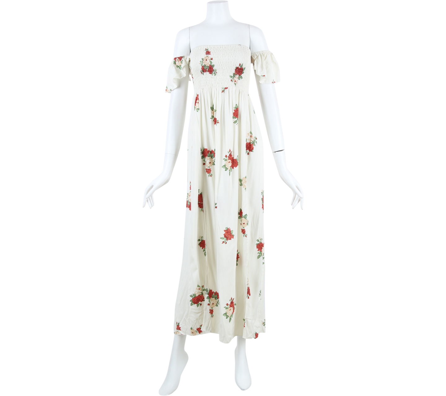 Look@me Off White Floral Long Dress