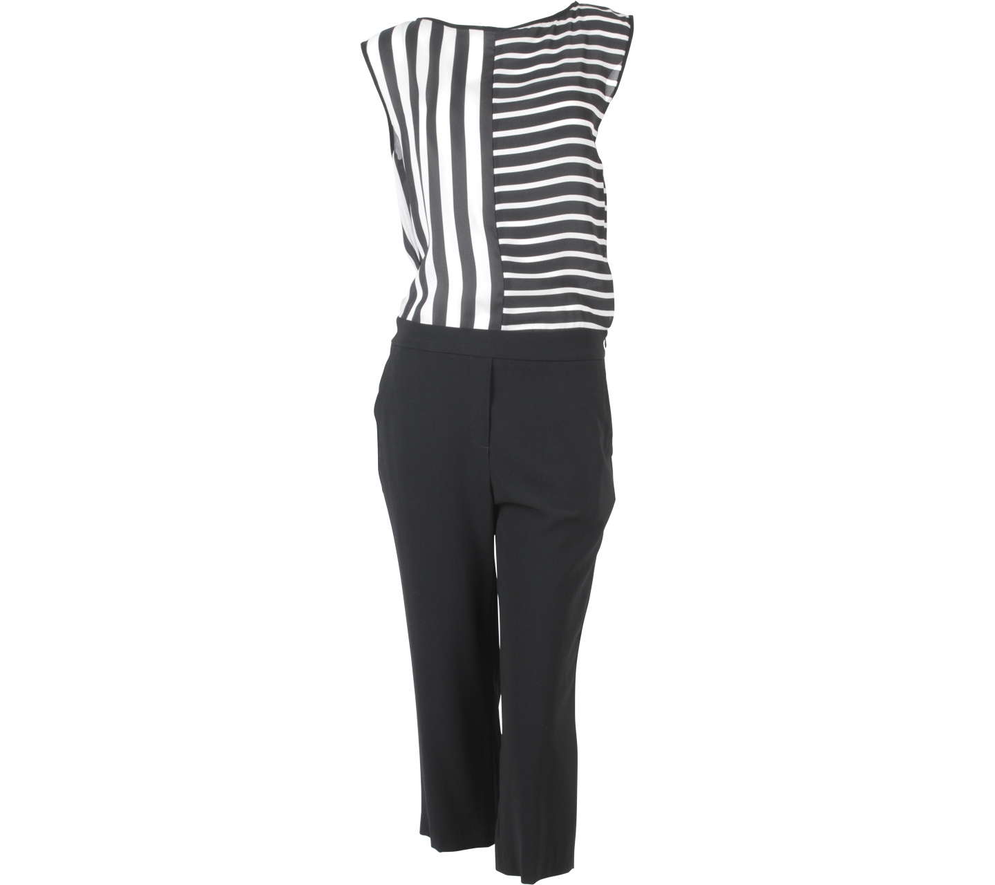 Zara Black And White Striped Jumpsuit