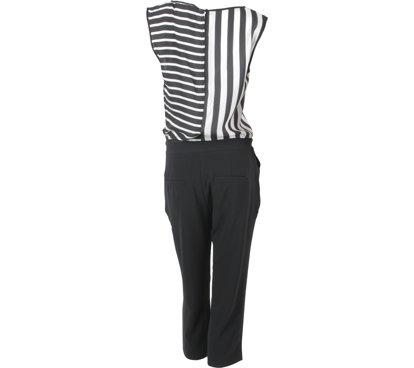 Zara Black And White Striped Jumpsuit