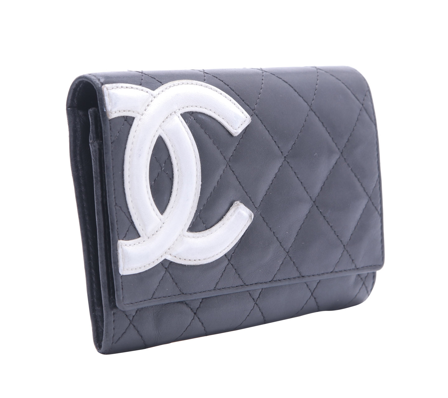 Chanel Flower Black Quilted Wallet