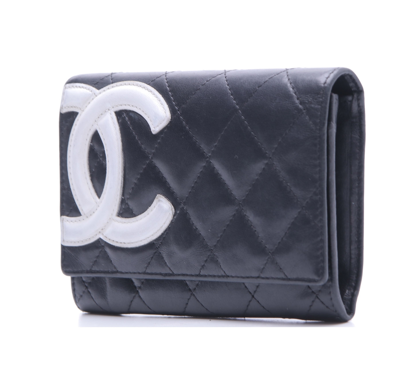 Chanel Flower Black Quilted Wallet