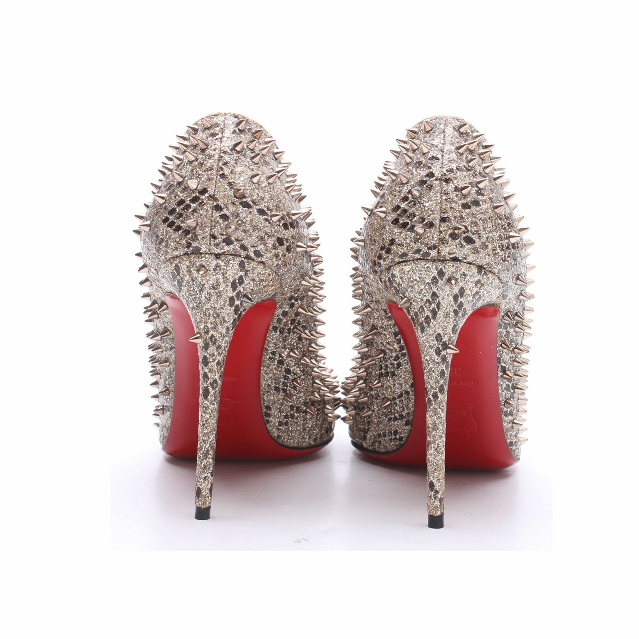 Christian Louboutin Pigalle Silver Spikes Pump Heels