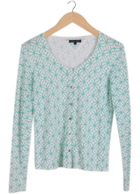 Green and White Cardigan