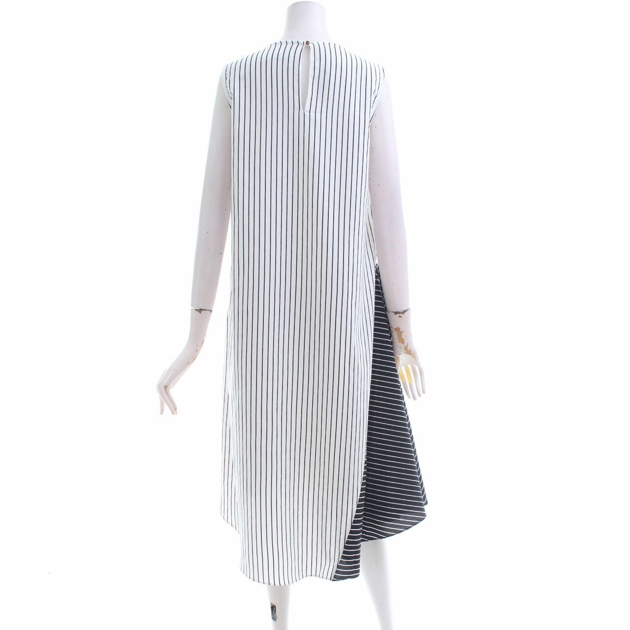 Cotton Ink White & Black Striped Midi Dress