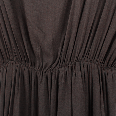 Brown Classic Elasticized Waist Midi Dress