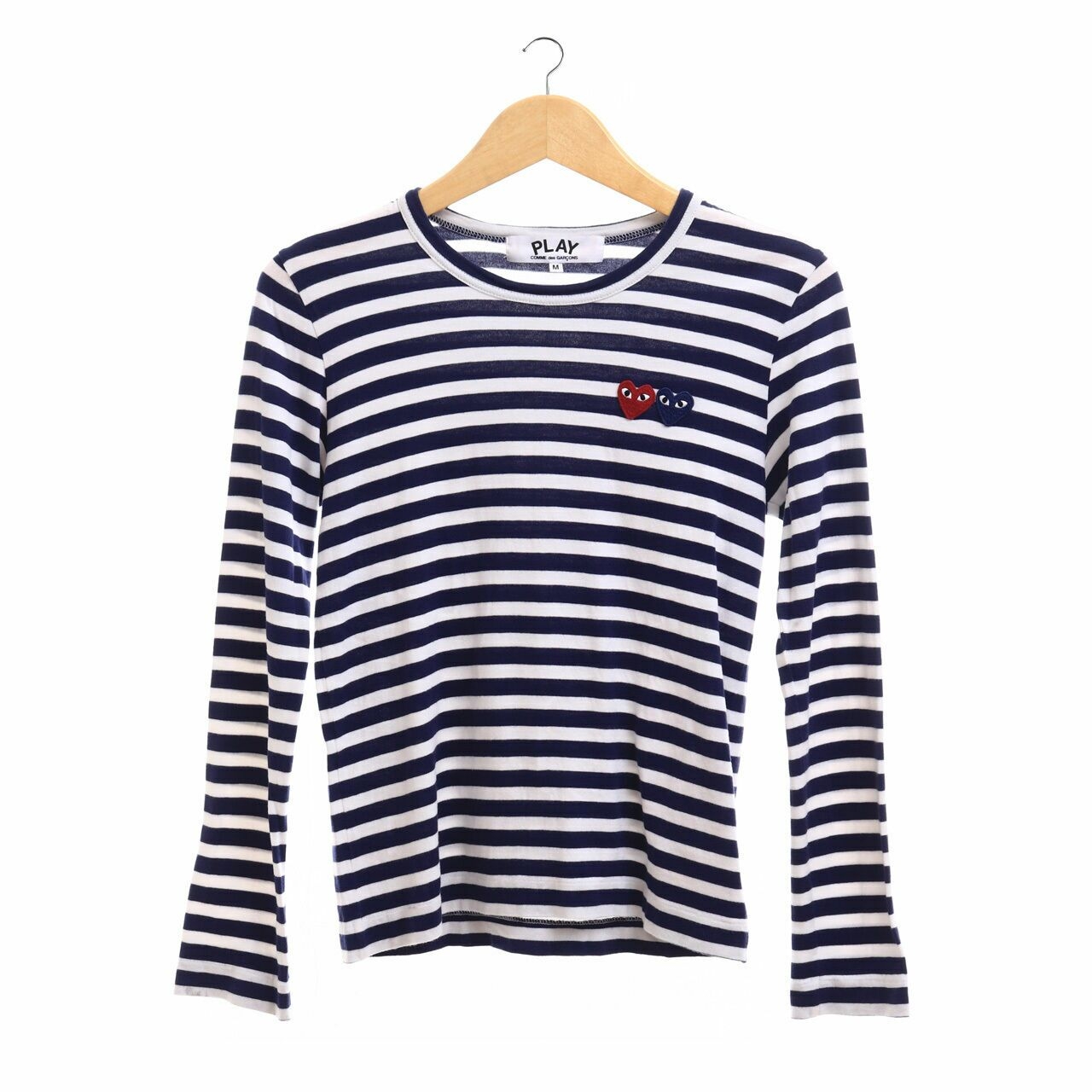 Play by Comme des Garcons White & Dark Blue Stripes T-Shirt
