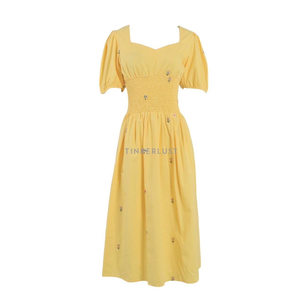Lolliestory Yellow Floral Midi Dress
