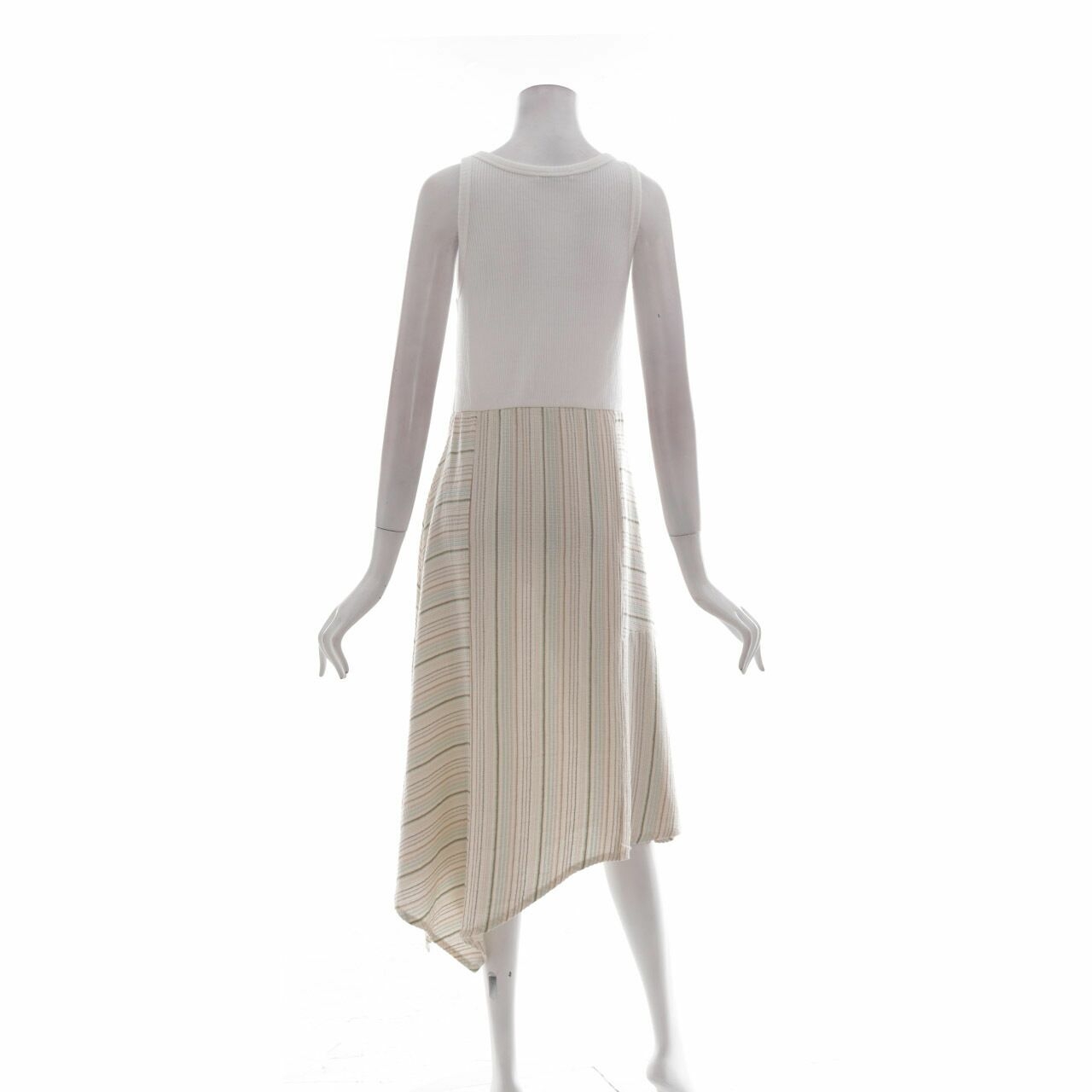 Zara White & Multi Stripes Midi Dress