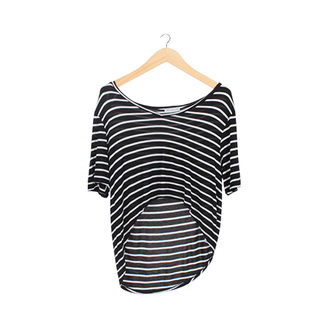 Black and White Striped Cropped T-Shirt