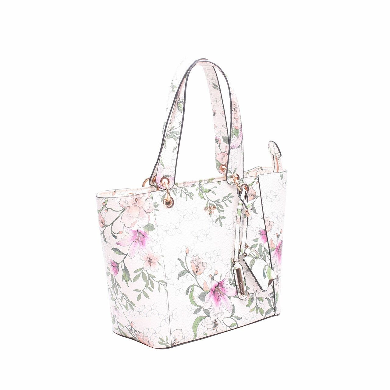 Guess White Floral Tote Bag