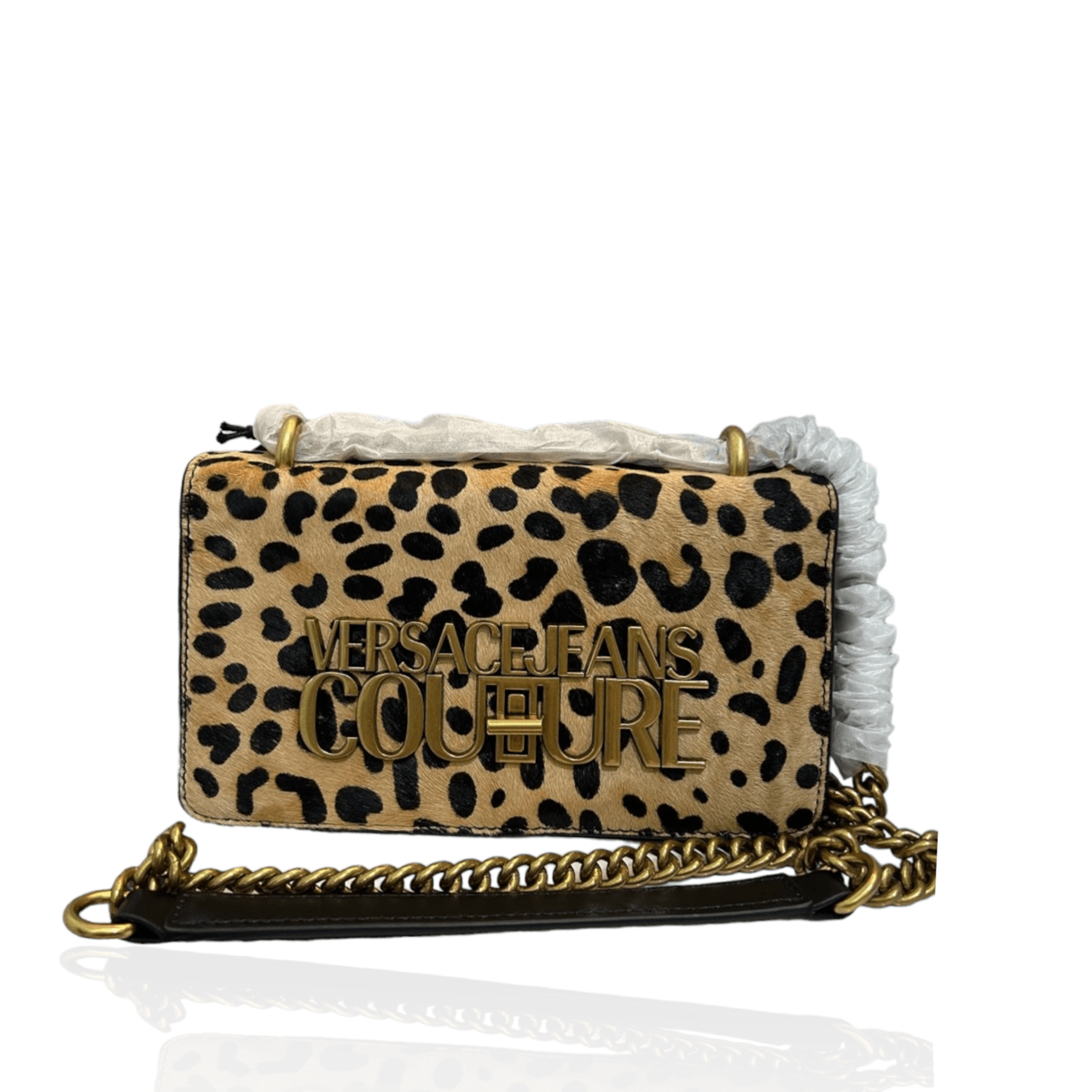 Versace Jeans Couture Leopard Print Logo Plaque Crossbody Bag