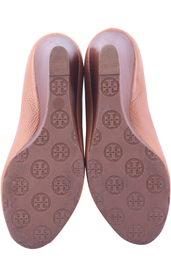 Tory Burch Brown Open Toe Wedges