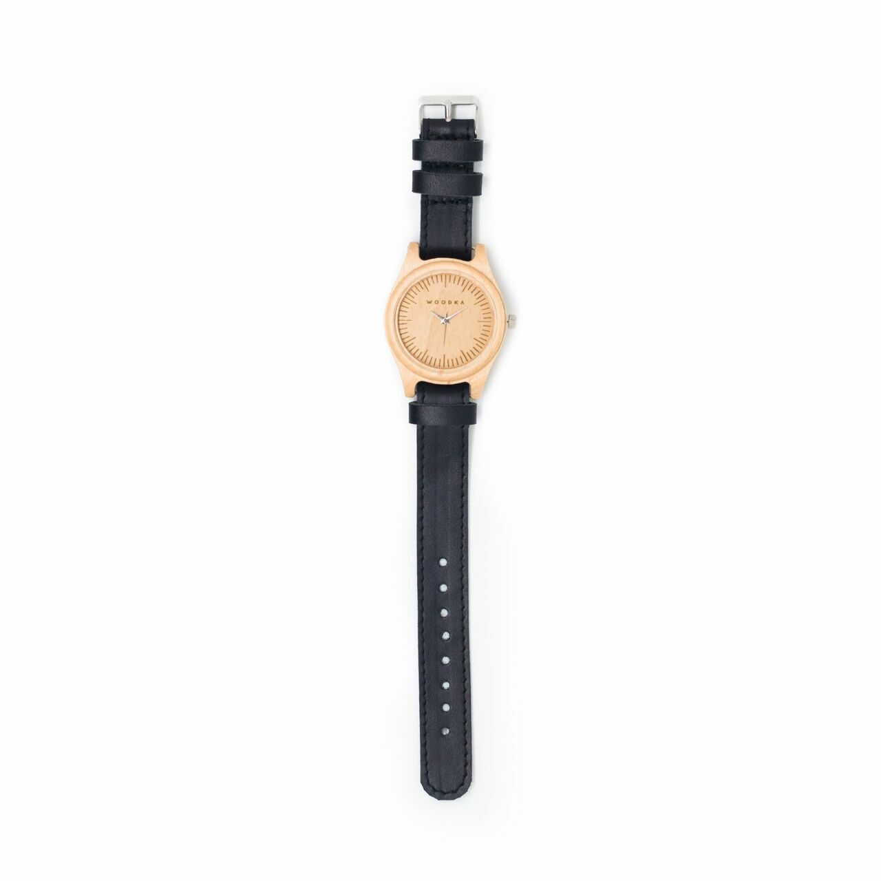 Woodka Loca Maple & Black Leather Wristwatch