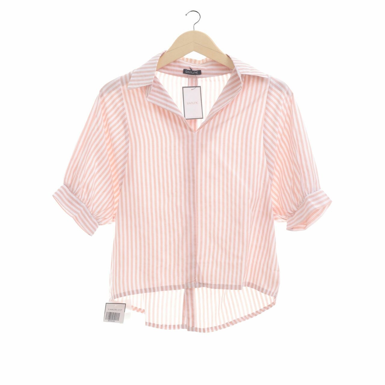 Ramune Brigitta Loose Peach Stripes Shirt