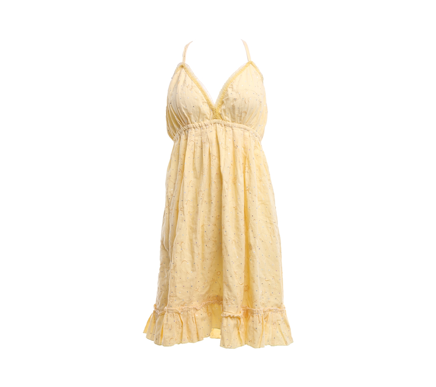 Hot Lemon Yellow Sequins Mini Dress