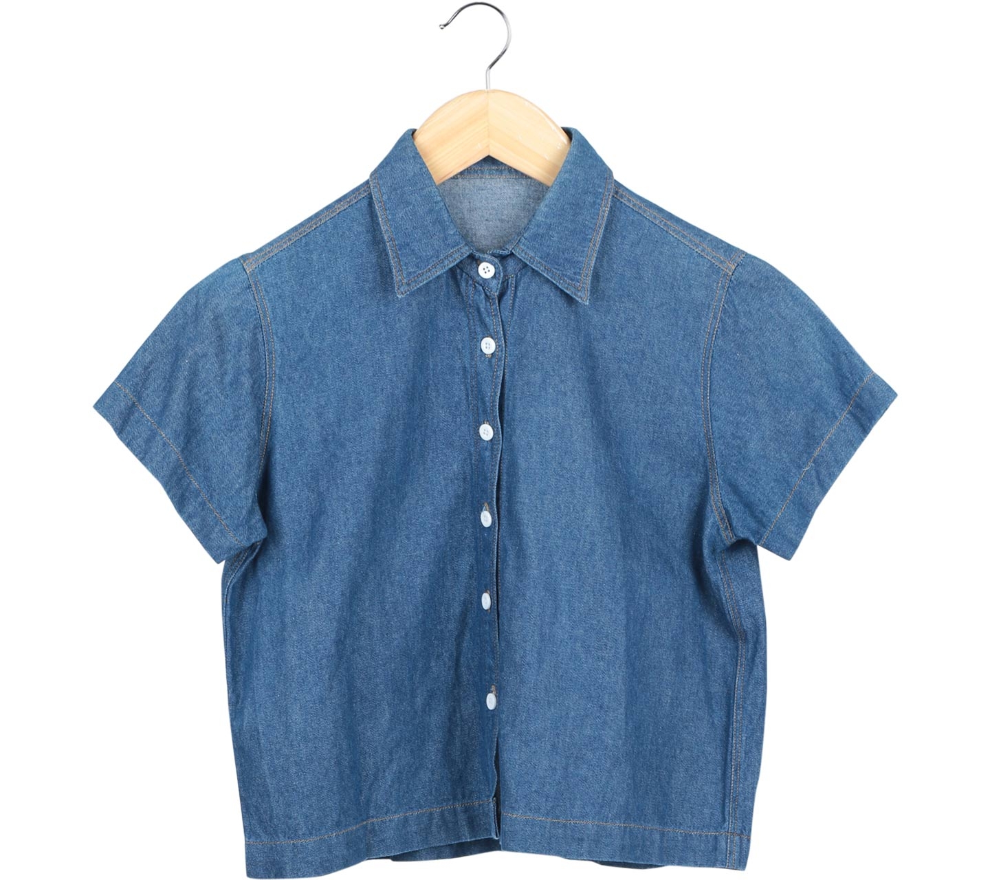 Blue Cropped Shirt