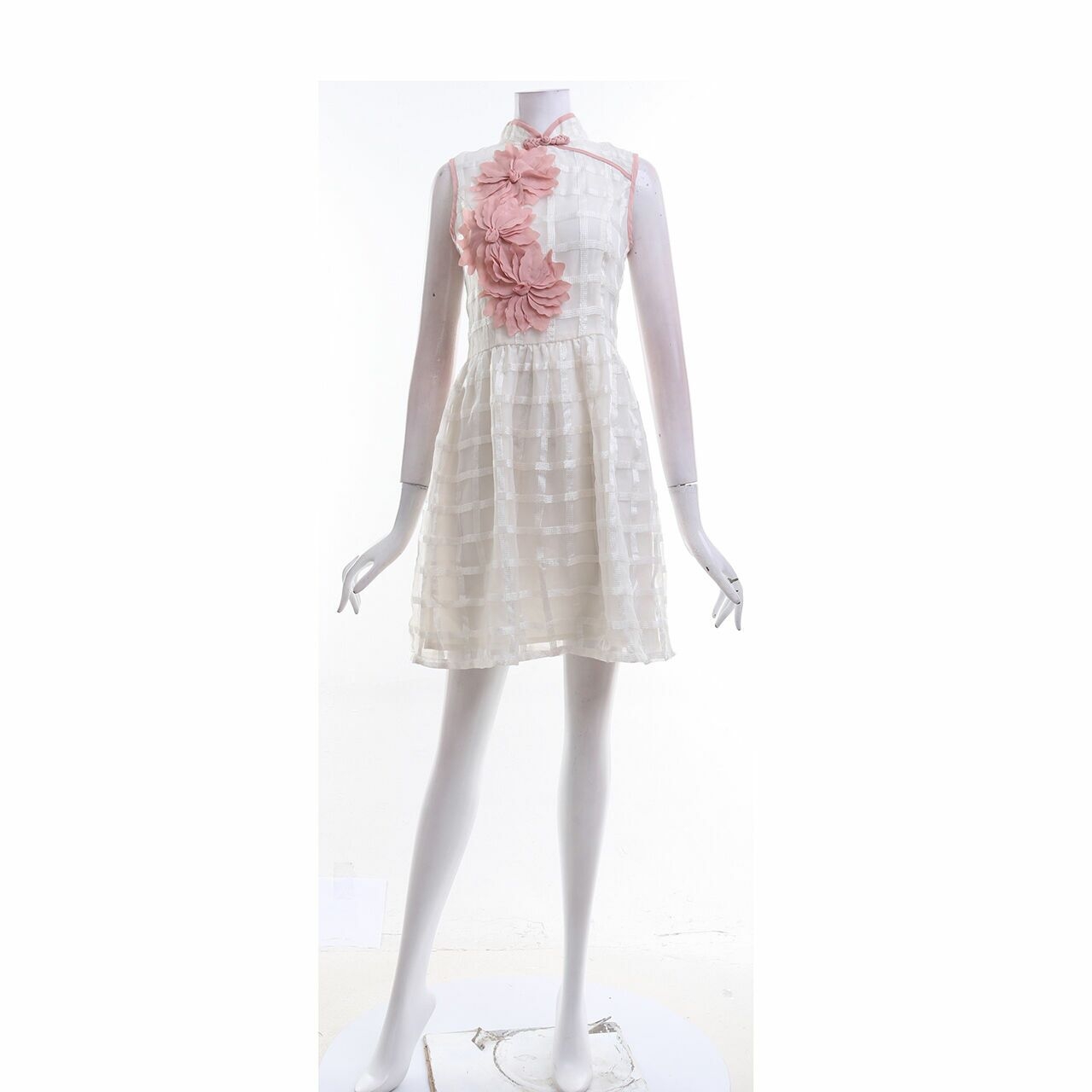 Solemio Cream & Dusty Pink Mini Dress