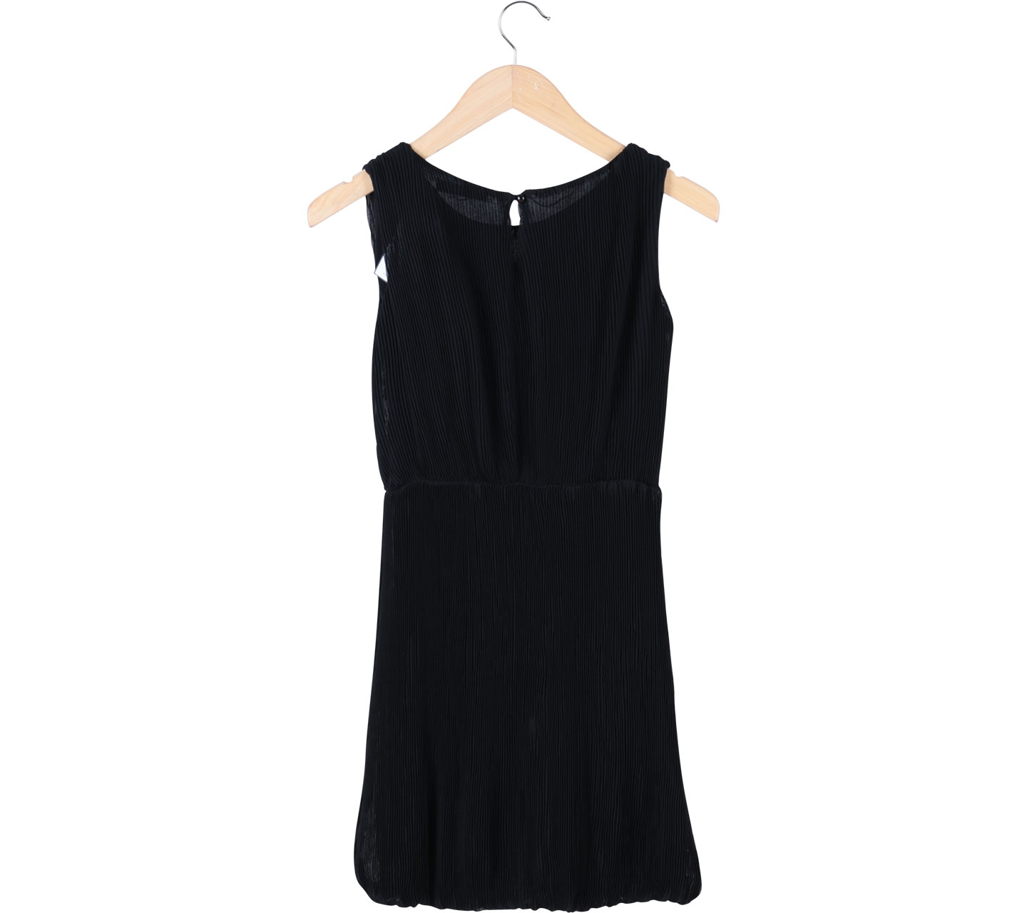 Chic Simple Black Pleated Sleeveless Mini Dress