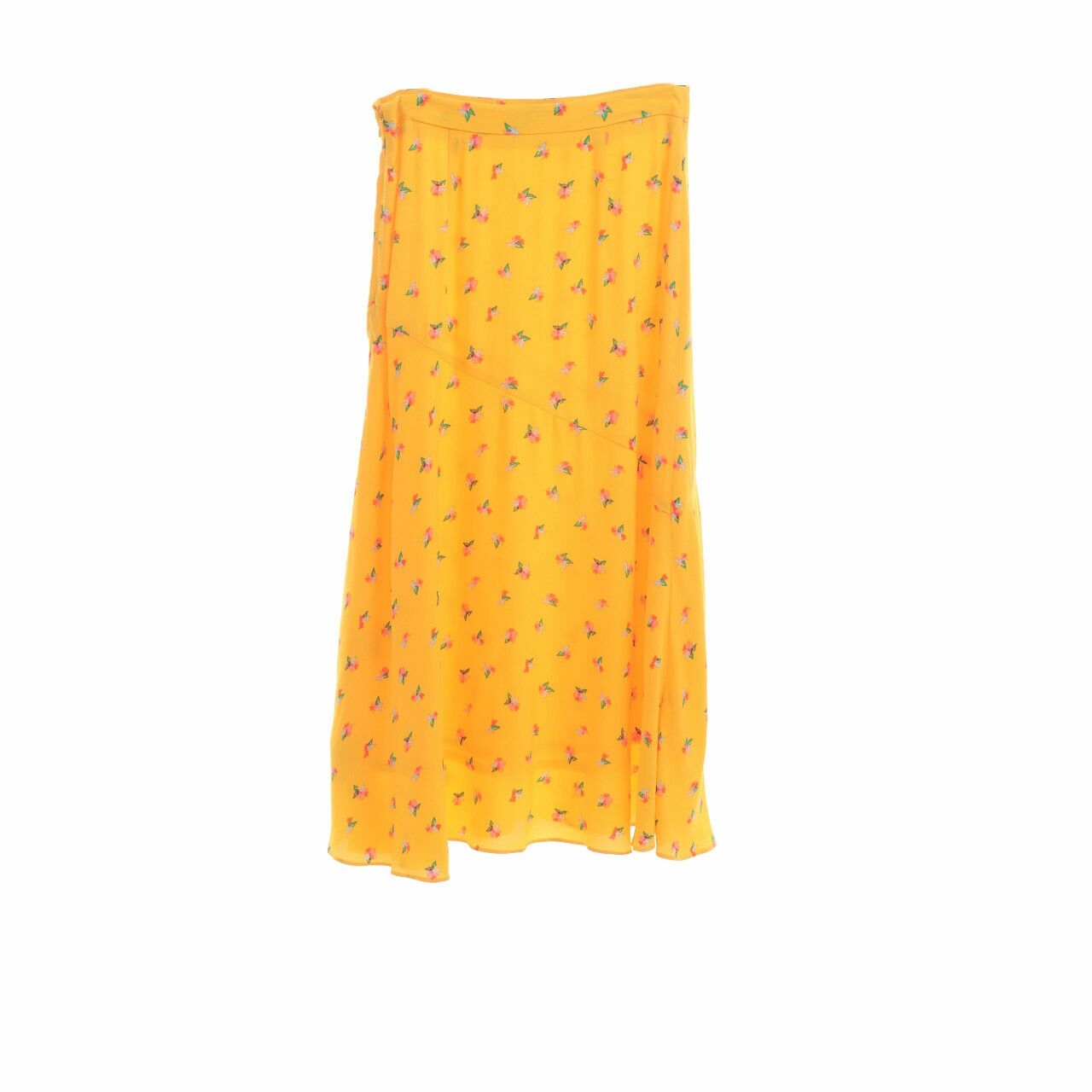 & Other Stories Yellow Floral Midi Skirt