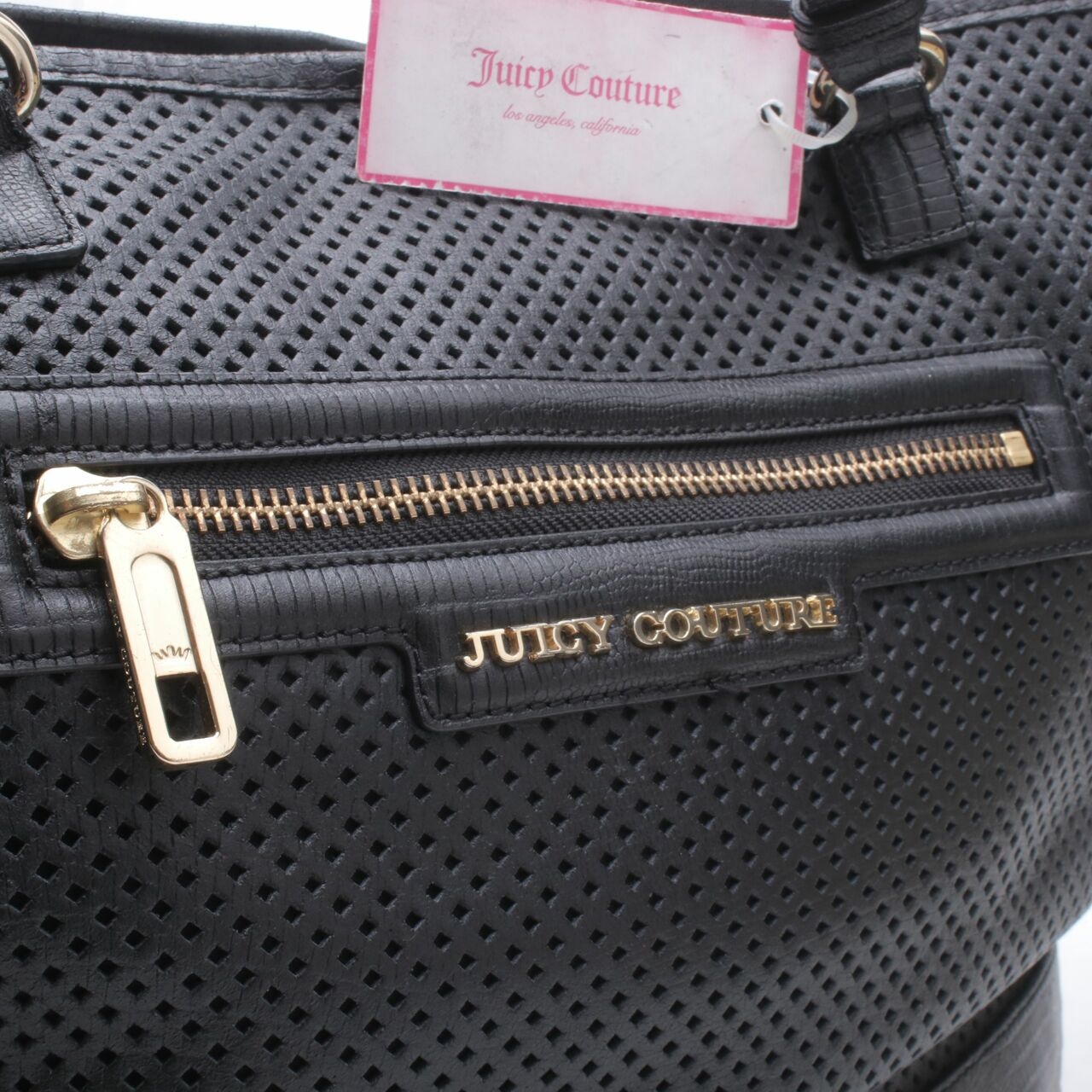 Juicy Couture Black Perforated Shopping Tote Bag