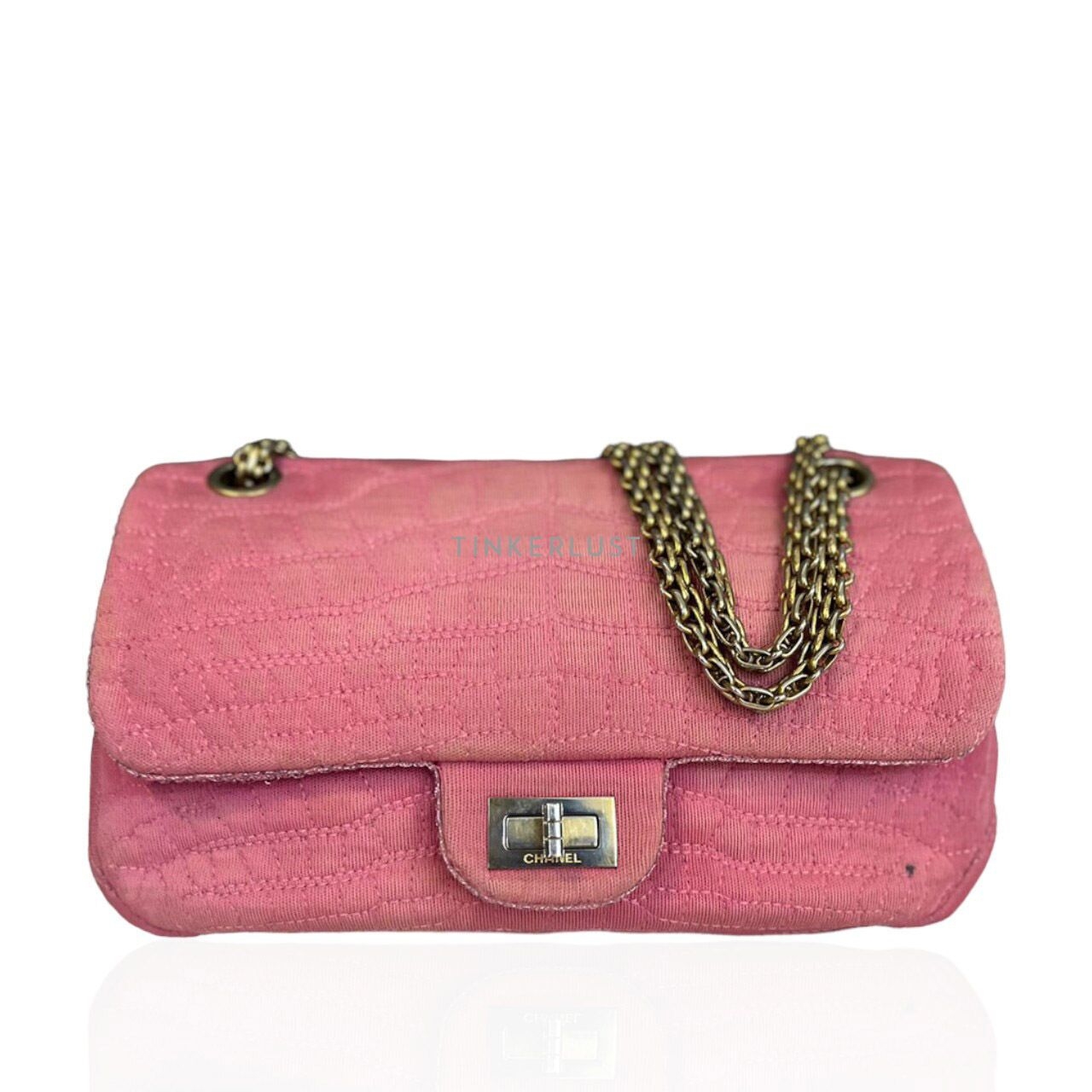 Chanel Reissue Small Pink Jersey Croco #11 GHW Shoulder Bag