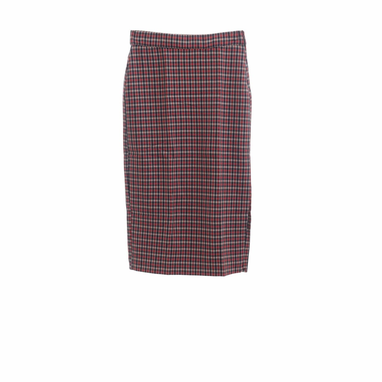 Zara Multicolor Checkered Midi Skirt
