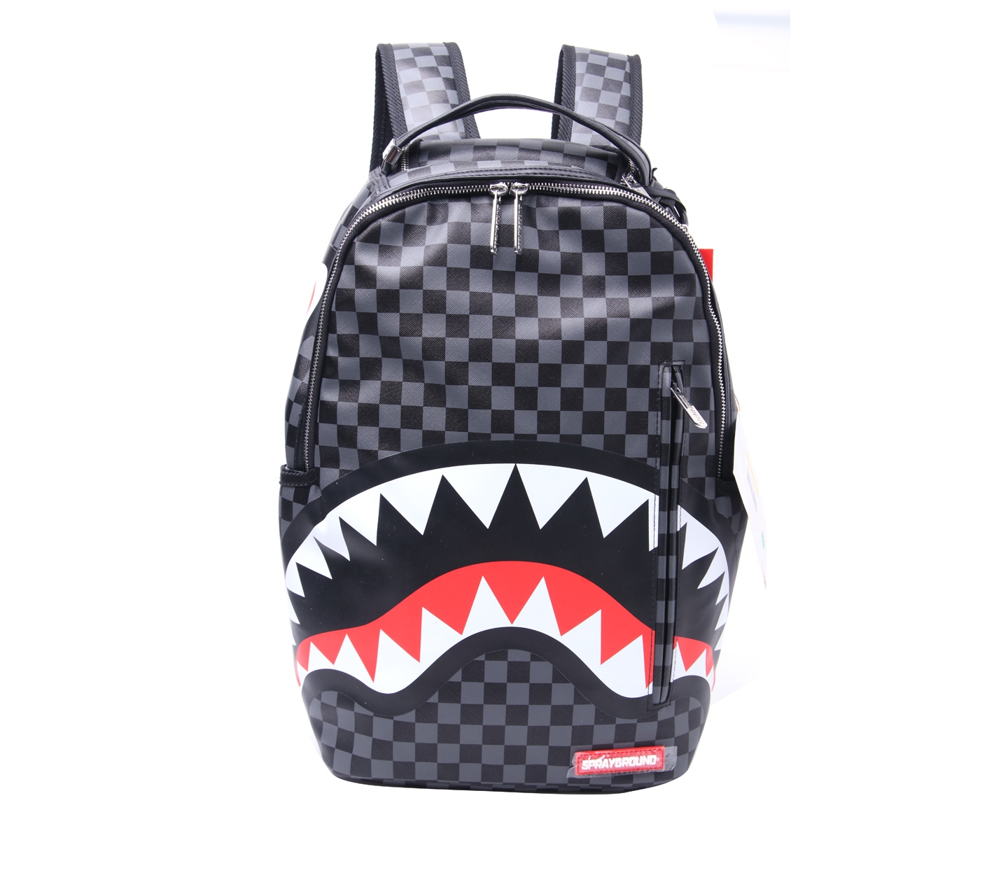 Sprayground Black And Grey Checkered Shark In Paris SS19 Backpack
