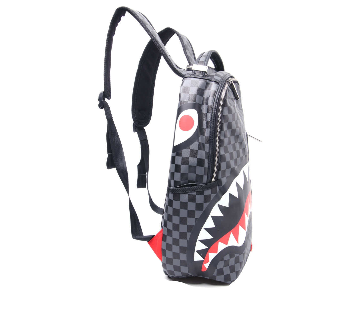 Sprayground Black And Grey Checkered Shark In Paris SS19 Backpack