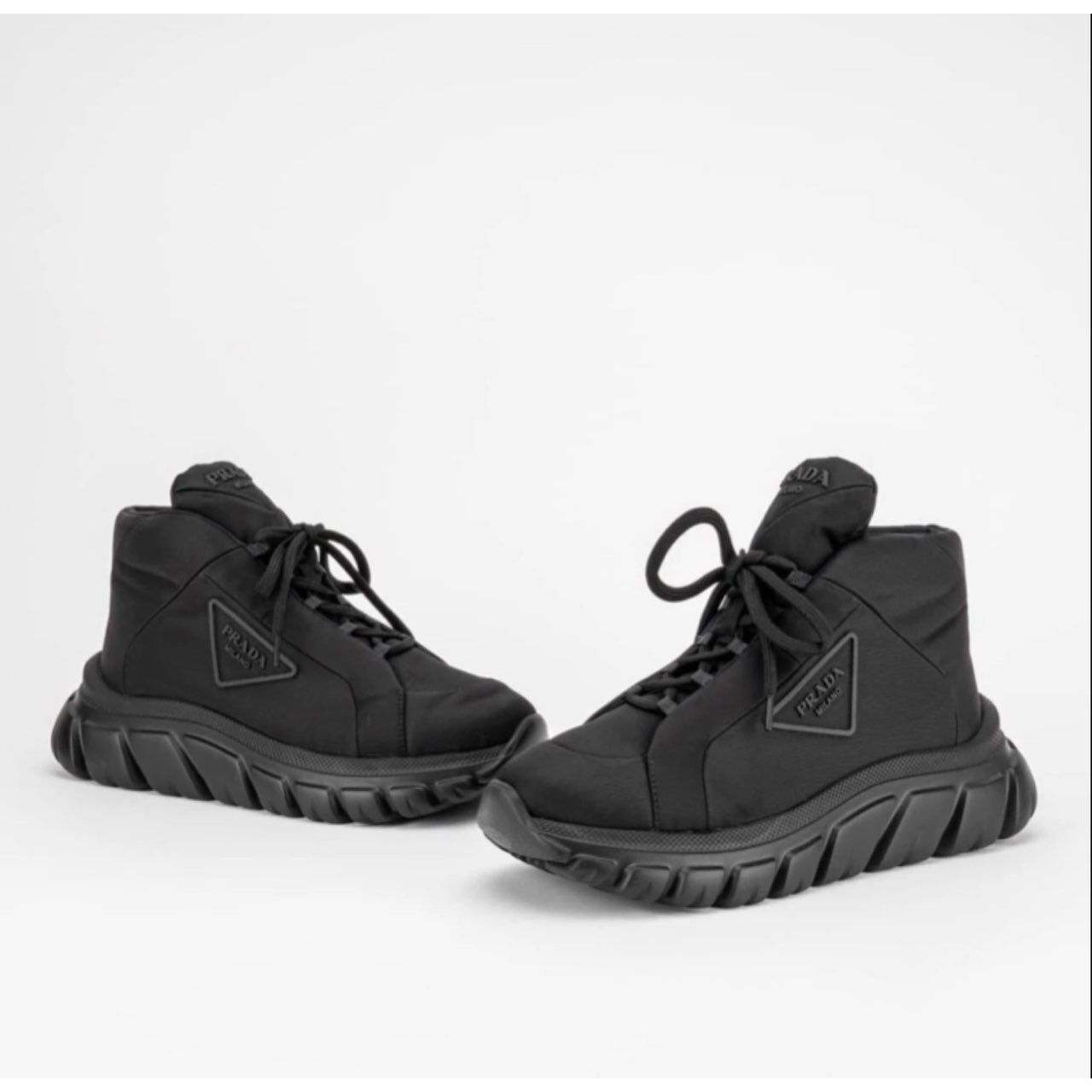 Prada Re-Nylon Gabardine Rush Piuma Black Sneakers