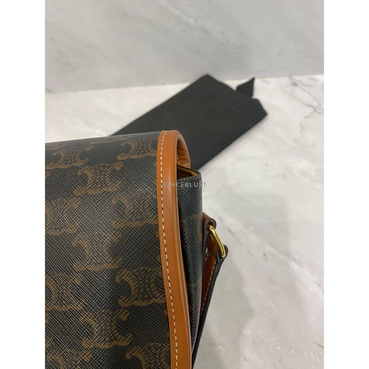 Celine Medium Folco Bag in Triomphe Canvas/Tan Calf Lining GHW 2021 Sling Bag