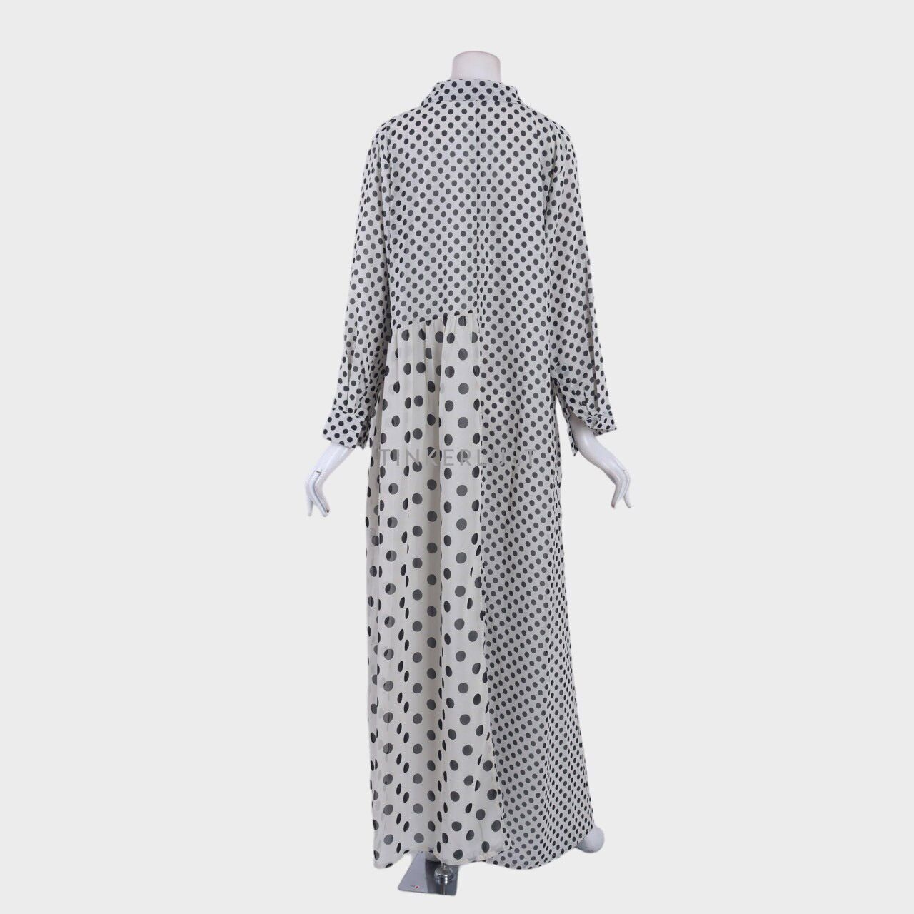 Benang Jarum Light Grey Polkadots Long Dress