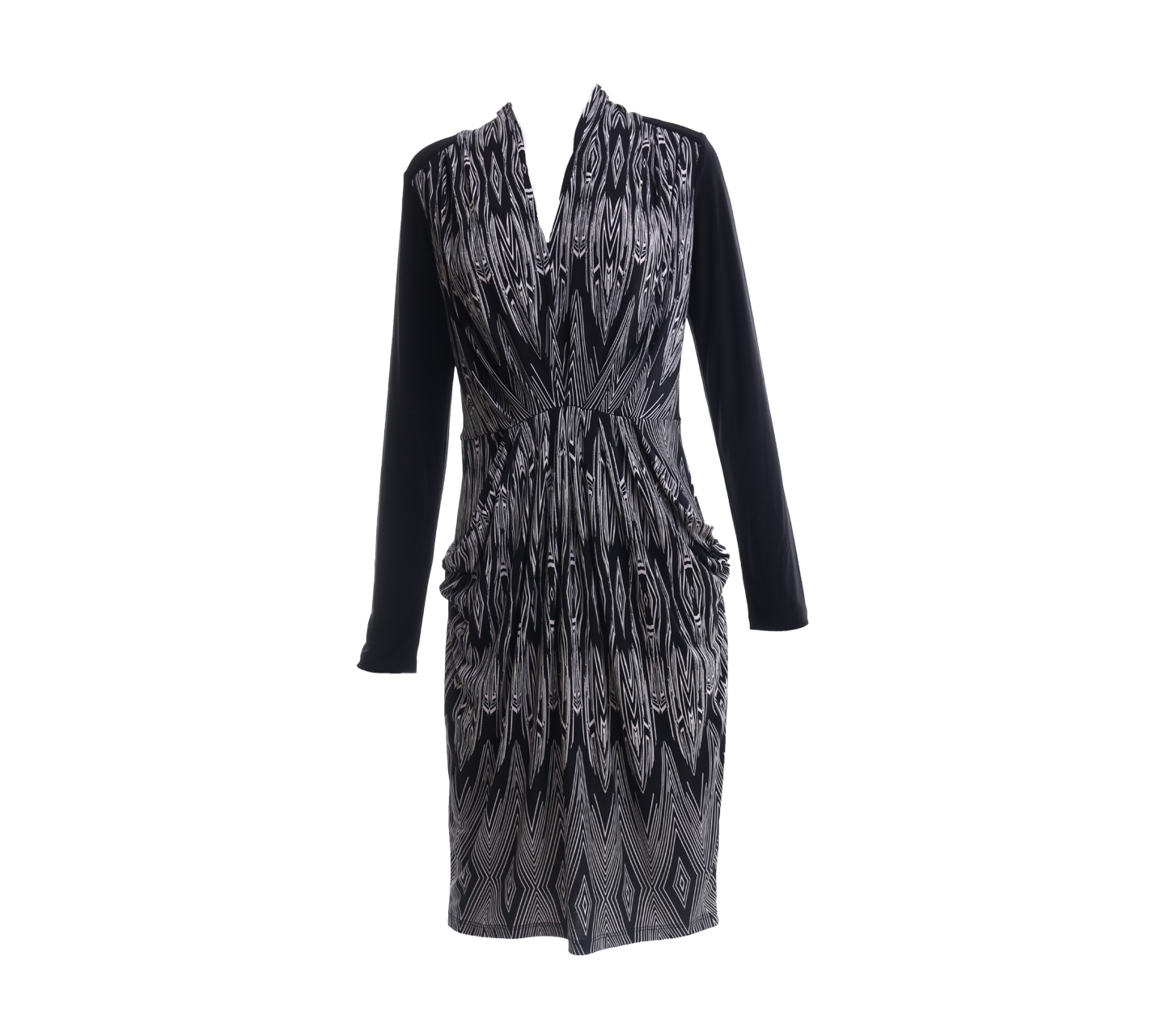 Butterfly By Matthew Williamson Black And White Patterned Midi Dress