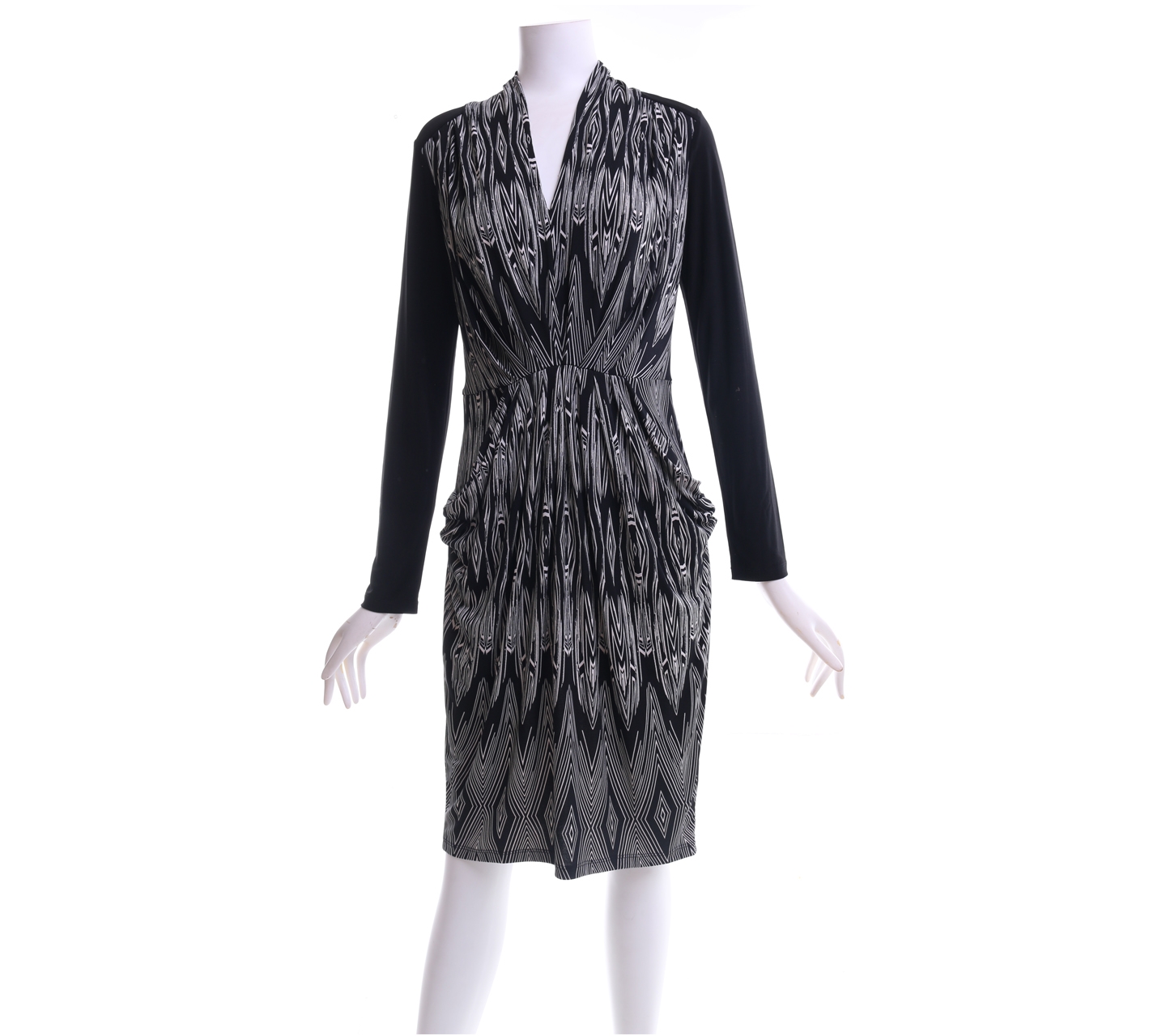 Butterfly By Matthew Williamson Black And White Patterned Midi Dress