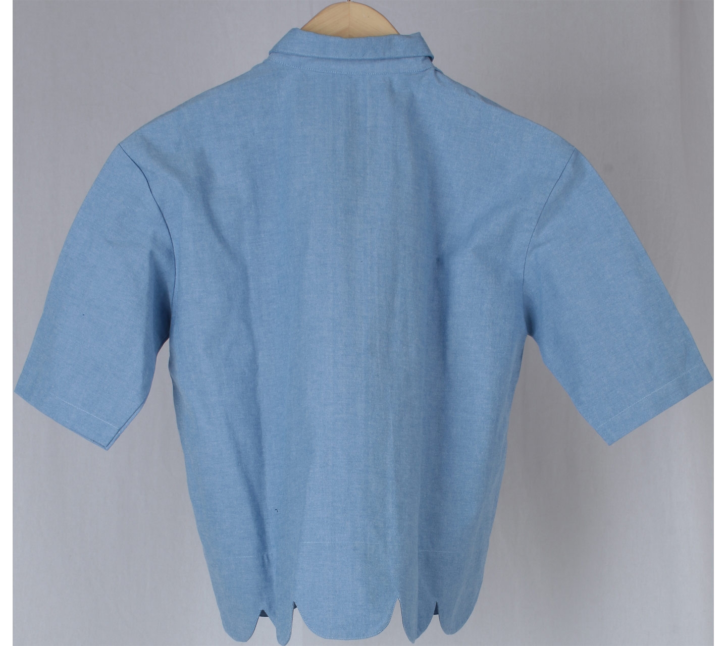 Cotton Ink Blue Scalloped Blouse