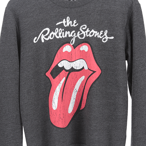 Grey Rolling Stones Jewel Neck Sweater