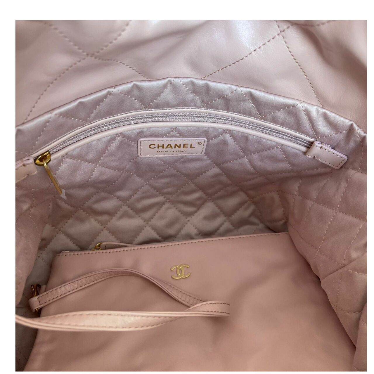 Chanel Metallic Calfskin Quilted Small Chanel 22 Pink