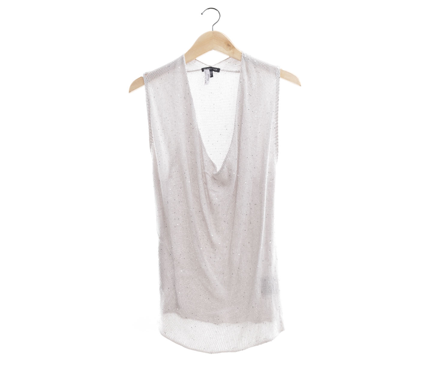 Eileen Fisher Light Grey Knit With Sequins Sleeveless
