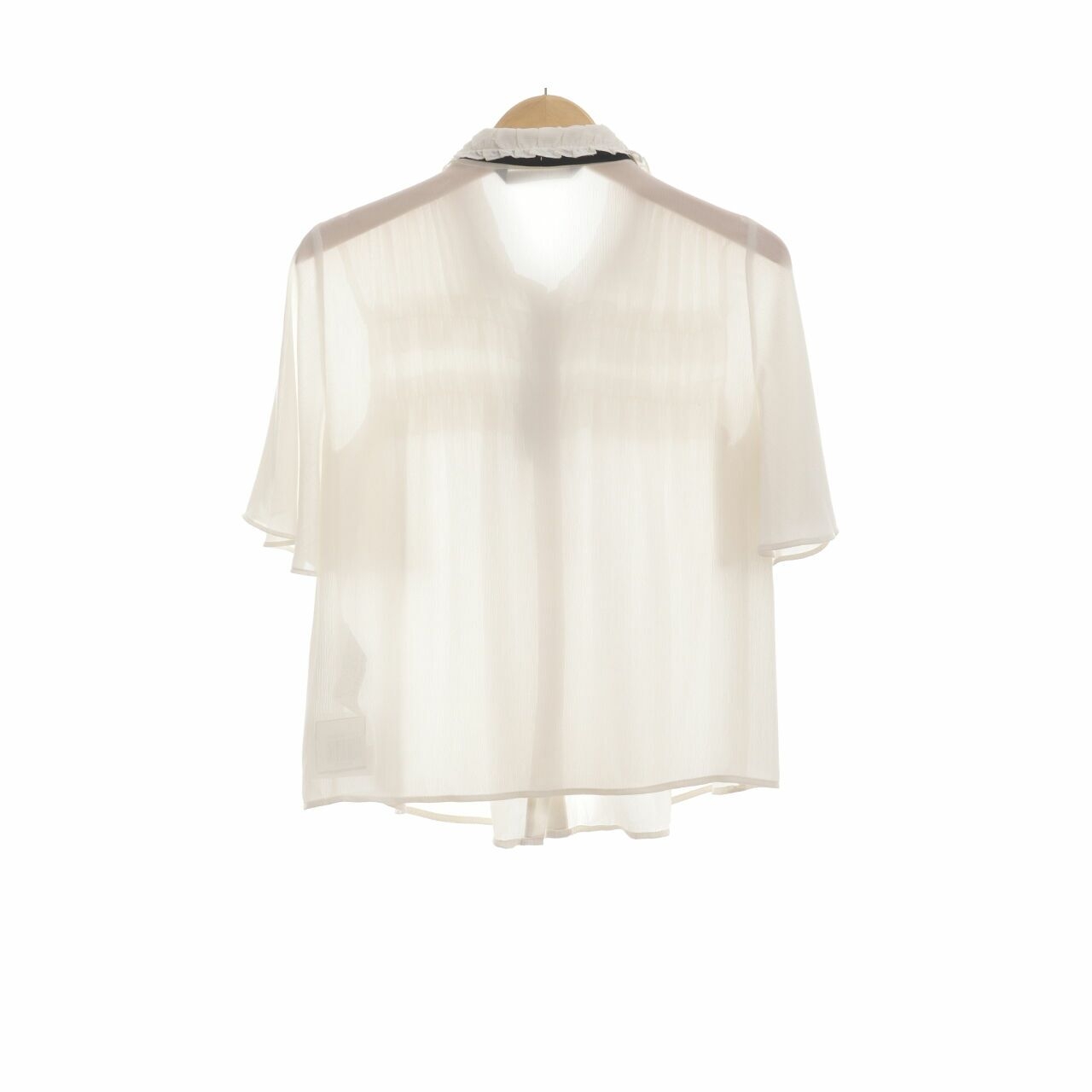Zara Off White Ruffle Shirt
