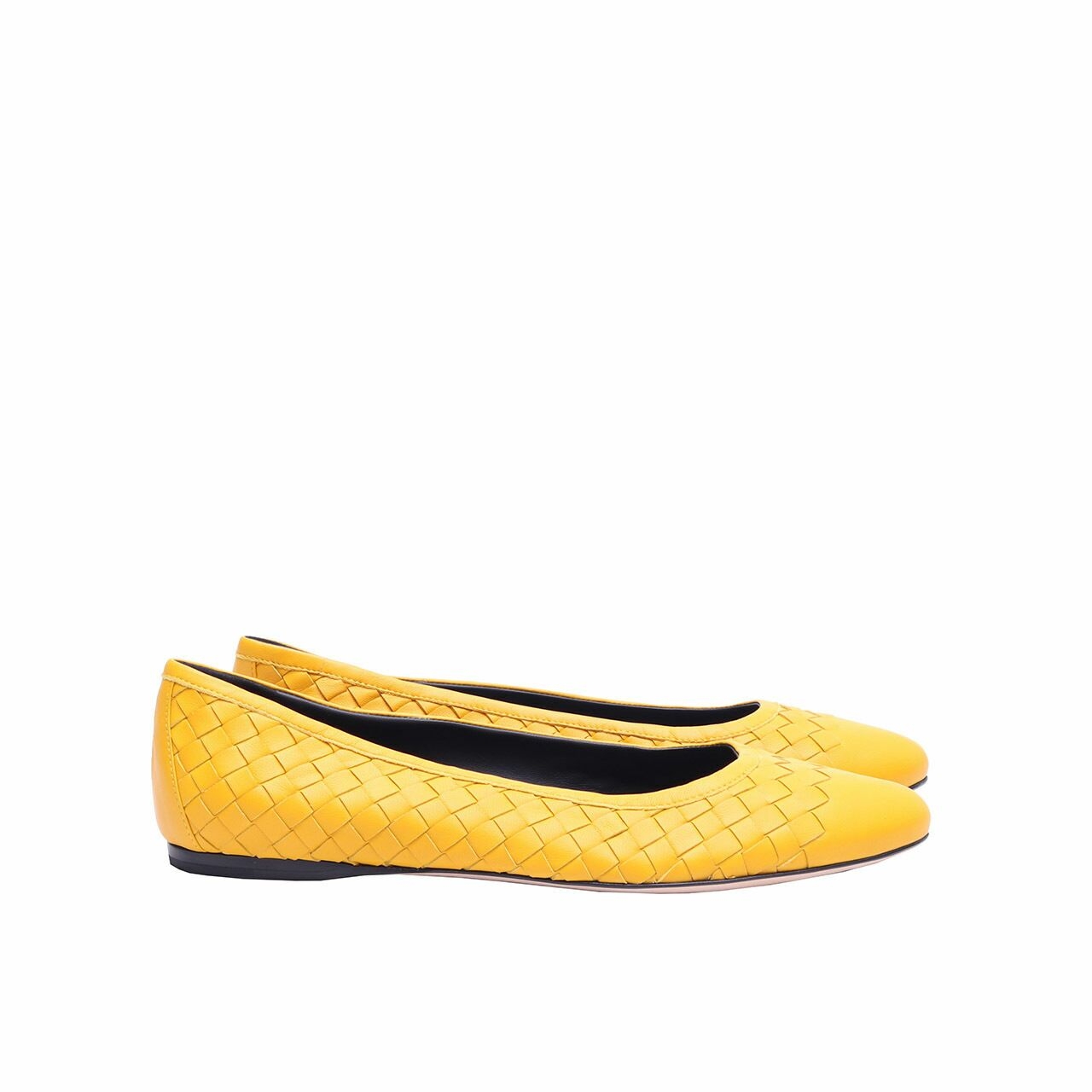 Bottega Veneta Intrecciato Yellow Ballerina Flats