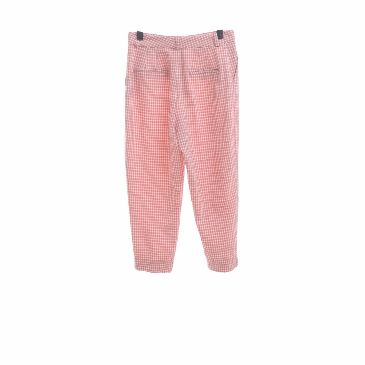 Zara Pink Checkered Long Pants