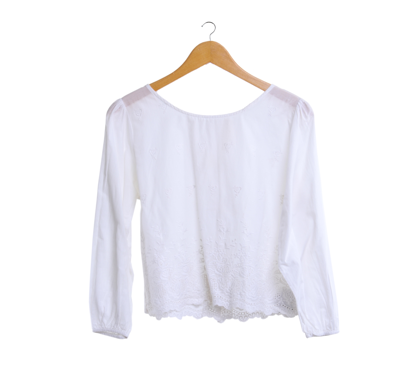 Plowbrands Off White Patterned Cropped Blouse