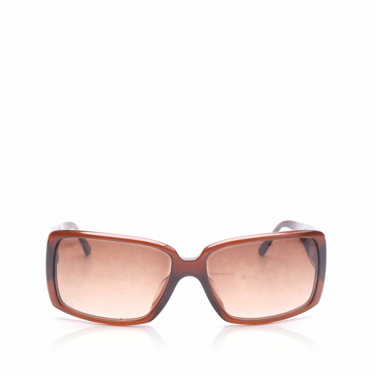 Chanel Brown Tortoise Round Frame Logo CC Sunglasses