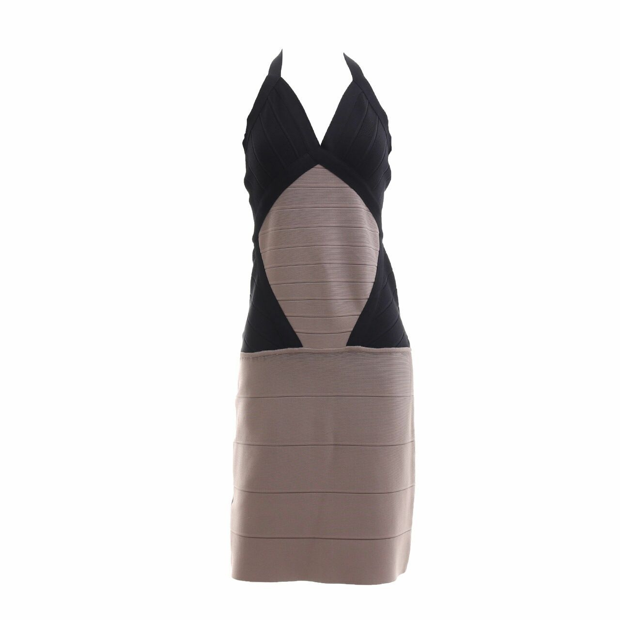 Herve Leger Black & Taupe Mini Dress
