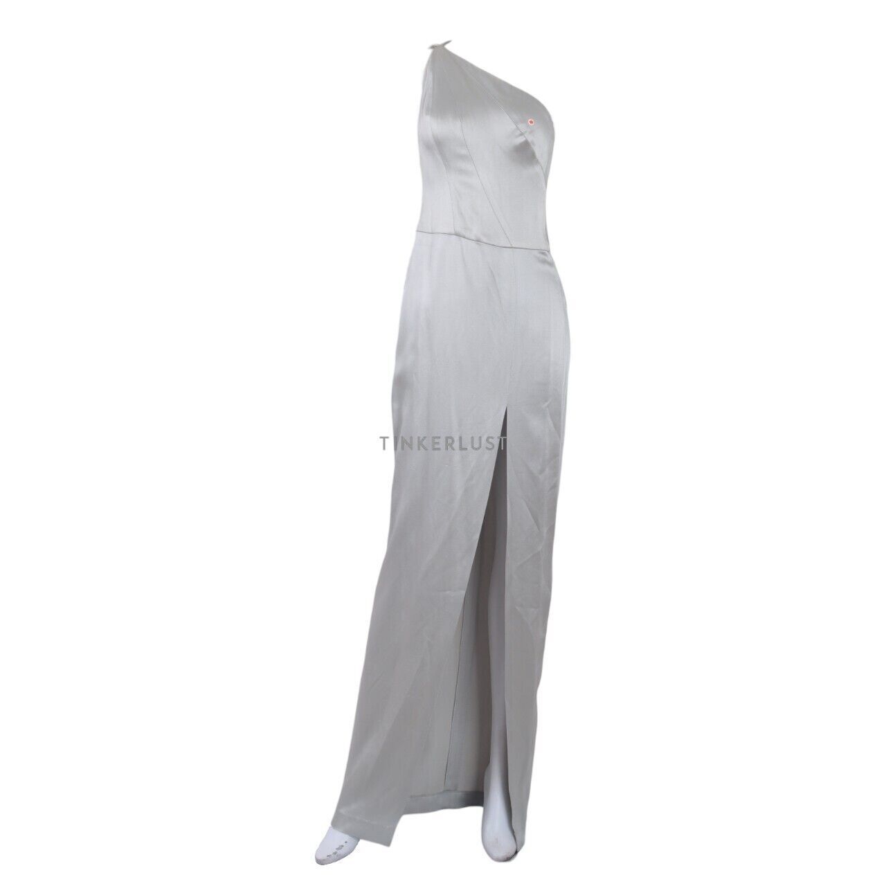 Stellarissa Sleeveless Slit Grey Satin Long Dress