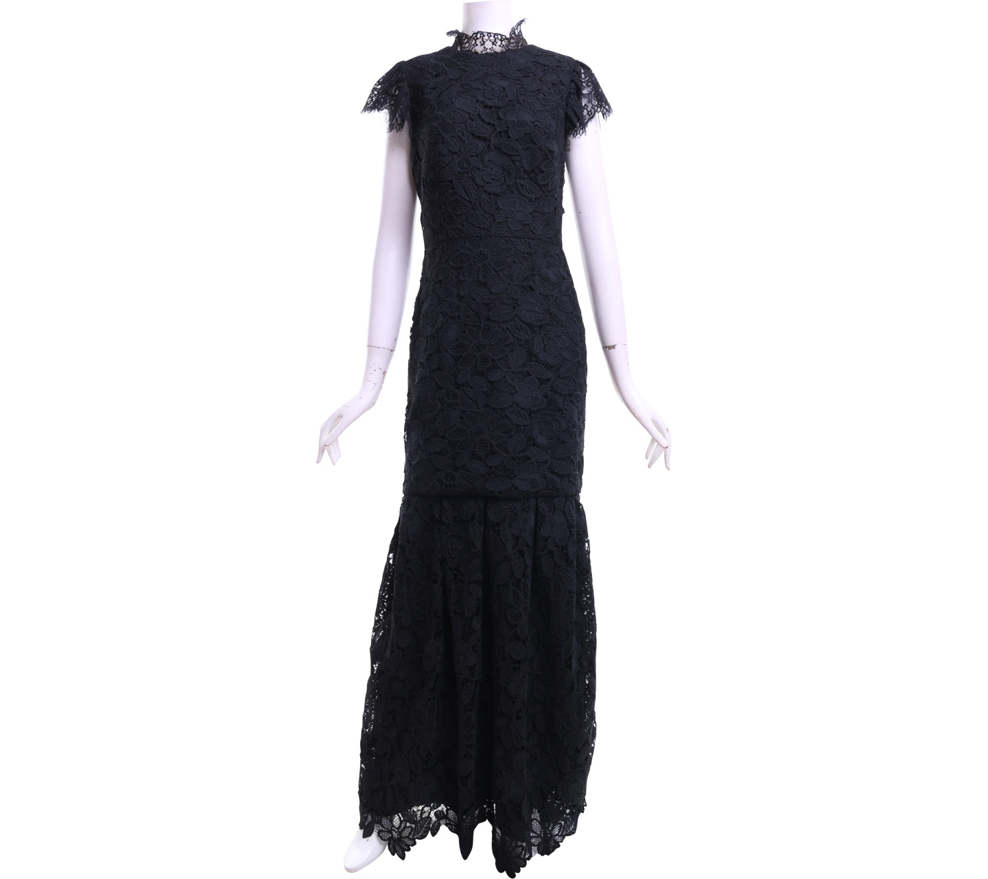 Monique Ihuillier Black Lace Long Dress