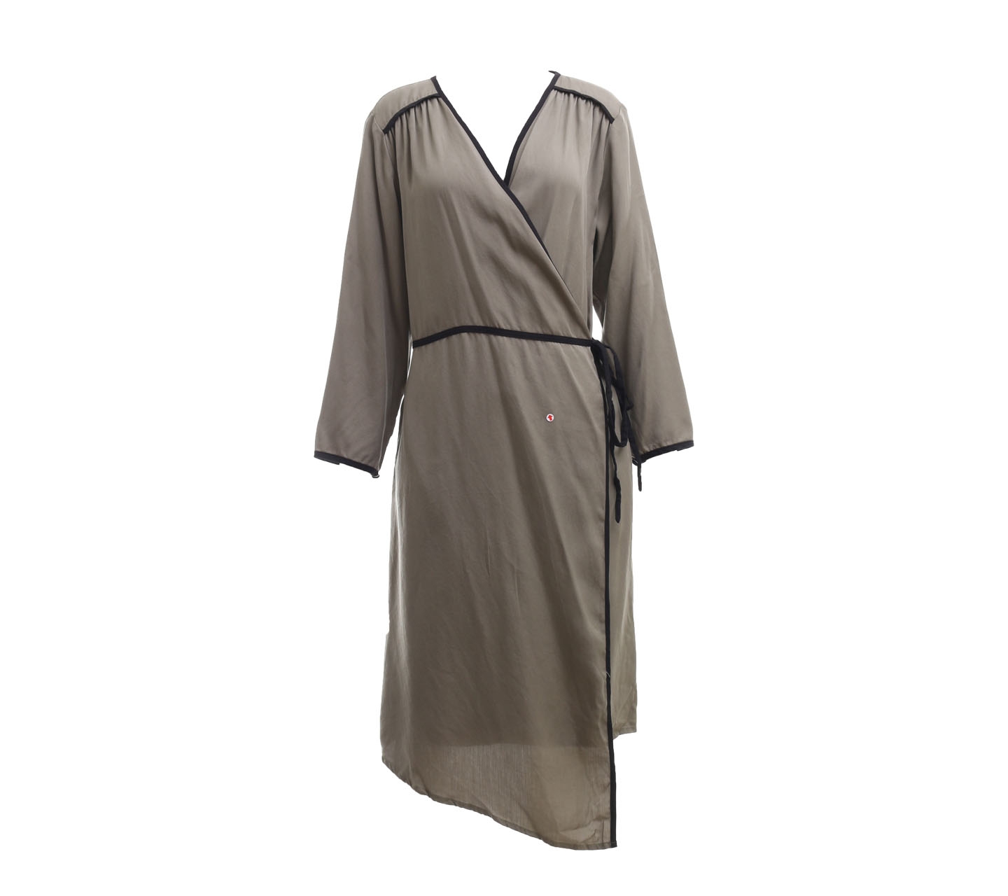 Kivee Olive Wrap Asymmetric Midi Dress